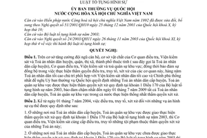 Nghị quyết 509/2004/NQ-UBTVQH11 hướng dẫn thực hiện nghị quyết của quốc hội thi hành bộ luật tố tụng hình sự