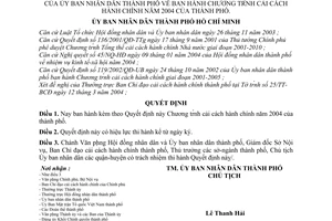 Quyết định 122/2004/QĐ-UB Chương trình cải cách hành chính 2004 thành phố Hồ Chí Minh