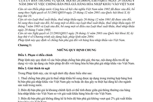Pháp lệnh Chống bán phá giá hàng hóa nhập khẩu vào Việt Nam 2004 20/2004/PL-UBTVQH11