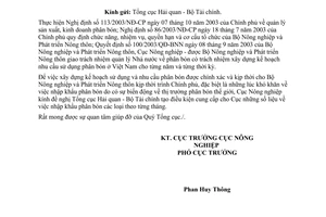 Công văn  512/CV-NN-ĐPB  đề nghị cung cấp số liệu nhập khẩu phân bón vào Việt Nam