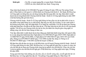 Công văn  1024/BKHCN-VPCNTT hướng dẫn lập, thẩm định và phê duyệt dự án  2005 thuộcChương trình KT-KT về CNTT