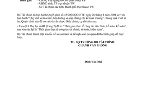 Công văn  4990 TC/CĐKT đính chính QĐ 43/2004/QĐ-BTC "Quy chế về tổ chức, bồi dưỡng và cấp chứng chỉ kế toán trưởng”.