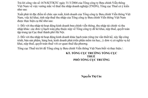 Công văn1424 TCT/DNNN  thuế thu nhập doanh nghiệp