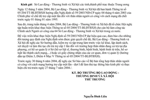 Công văn  1570/LĐTBXH-TBLS  triển khai thực hiện TT 05/2004/TT-BLĐTBXH