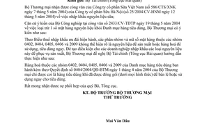 Công văn 2633/TM-XNK loại trừ khỏi Danh mục hàng tiêu dùng