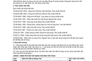 Tiêu chuẩn xây dựng Việt Nam TCXDVN 289:2004 về công trình thể thao - nhà thể thao - tiêu chuẩn thiết kế do Bộ Xây dựng ban hành
