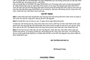 Quyết định 30/2004/QĐ-BNV chương trình bồi dưỡng kiến thức hành chính  quản lý nhà nước cán bộ, công chức cấp xã tỉnh Tây Nguyên