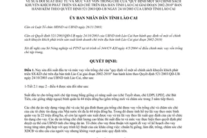 Quyết định 220/2004/QĐ-UB sửa đổi suất đầu tư vay vốn sản xuất kinh doanh chè Lào Cai