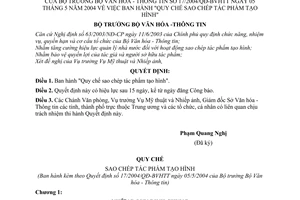 Quyết định 17/2004/QĐ-BVHTT Quy chế sao chép tác phẩm tạo hình