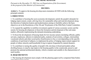 Decision No. 76/2004/QD-TTg of May 6, 2004 approving the housing development orientation till 2020