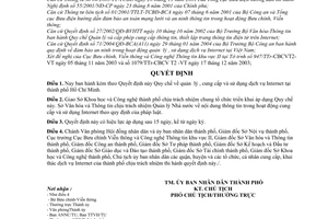 Quyết định 125/2004/QĐ-UB quy chế quản lý, cung cấp sử dụng dịch vụ Internet tại thành phố Hồ Chí Minh