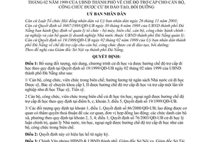 Quyết định 76/2004/QĐ-UB chế độ trợ cấp cán bộ, công chức cử đi đào tạo, bồi dưỡng bổ sung 19/1999/QĐ-UB