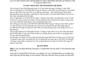 Quyết định 128/2004/QĐ-UB thành lập Trung tâm Y tế quận Bình Tân