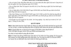 Quyết định 123/2004/QĐ-UB quy định giá tối thiểu tính thuế tài nguyên