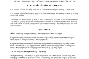 Quyết định 46/2004/QĐ-UB thành lập Phòng Giao thông Xây dựng các huyện tỉnh Tuyên Quang