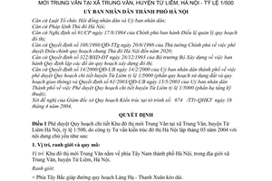 Quyết định 66/2004/QĐ-UB  quy hoạch chi tiết Khu đô thị mới Trung Văn  huyện Từ Liêm, Hà Nội-tỷ lệ 1/500