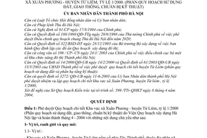 Quyết định 68/2004/QĐ-UB Quy hoạch chi tiết Khu vực xã Xuân Phương - huyện Từ Liêm,quy hoạch sử dụng đất, giao thông, chuẩn bị kỹ thuật