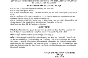 Quyết định 67/2004/QĐ-UB Điều lệ Quản lý xây dựng  quy hoạch Khu đô thị mới Trung Văn huyện Từ Liêm,tỷ lệ 1/500