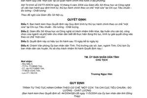 Quyết định 44/2004/QĐ-UB trình tự thủ tục hành chính theo cơ chế một cửa Tỉnh Đồng Tháp