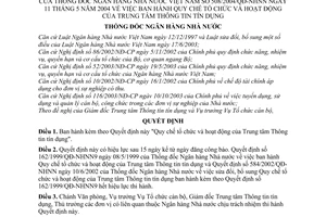 Quyết định 508/2004/QĐ-NHNN Quy chế tổ chức hoạt động Trung tâm Thông tin tín dụng