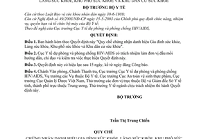 Quyết định 1635/2004/QĐ-BYT Quy chế chứng nhận danh hiệu Gia đình sức khỏe, Làng sức khỏe, Khu phố sức khỏe,Khu dân cư sức khỏe