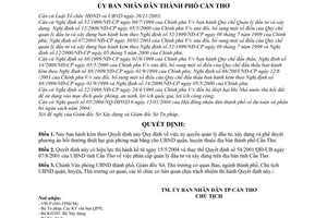 Quyết định 244/2004/QĐ-UB ủy quyền quản lý đầu tư, xây dựng phương án bồi thường thiệt hại giải phóng mặt bằng cho UBND quận, huyện Cần Thơ