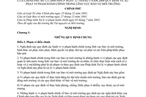 Nghị định 121/2004/NĐ-CP  xử phạt vi phạm hành chính trong  bảo vệ môi trường