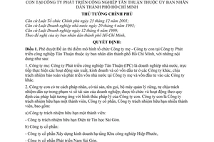 Quyết định 83/2004/QĐ-TTg thí điểm tổ chức, hoạt động mô hình Công ty mẹ  con tại Công ty Phát triển công nghiệp Tân Thuận