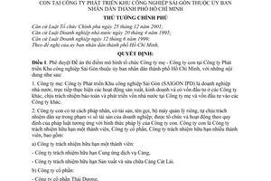 Quyết định 82/2004/QĐ-TTg thí điểm tổ chức, hoạt động mô hình Công ty mẹ con Công ty Phát triển Khu công nghiệp Sài Gòn