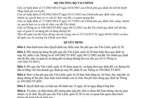 Quyết định 46/2004/QĐ-BTC mức thu phí qua cầu Yên Lệnh, quốc lộ 38