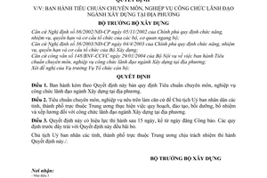 Quyết định 13/2004/QĐ-BXD Tiêu chuẩn chuyên môn, nghiệp vụ công chức lãnh đạo ngành Xây dựng tại địa phương