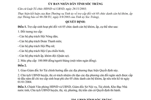 Quyết định 48/2004/QĐ.UBNDT trợ cấp sinh hoạt phí đối với 05 chức danh cán bộ