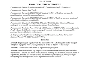 Decision No. 71/2004/QD-UB of city people's committee issuing interim regulation