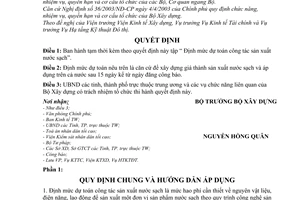 Quyết định 14/2004/QĐ-BXD định mức dự toán công tác sản xuất nước sạch