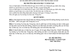 Quyết định 14/2004/QĐ-BGDĐT Khung chương trình bồi dưỡng thường xuyên chu kỳ III 2004-2007 giáo viên Trung học cơ sở