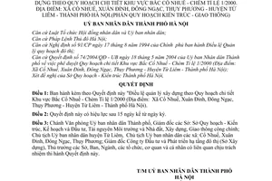 Quyết định 75/2004/QĐ-UB  Điều lệ quản lý xây dựng Quy hoạch chi tiết Khu Bắc Cổ Nhuế - Chèm Tỉ lệ 1/2000;Xuân Đỉnh, Đông Ngạc, Thụy Phương,HN