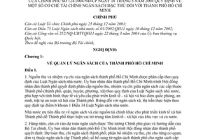 Nghị định 124/2004/NĐ-CP cơ chế tài chính ngân sách đặc thù đối với thành phố Hồ Chí Minh