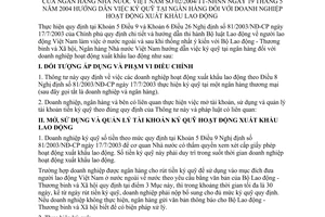 Thông tư 02/2004/TT-NHNN hướng dẫn ký quỹ ngân hàng doanh nghiệp xuất khẩu lao động