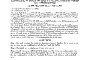 Quyết định 76/2004/QĐ-UB quản lý đầu tư dự án cải tạo, xây dựng khu nhà ở đô thị Thành phố Hà Nội
