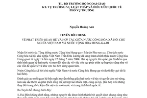 Tuyên bố chung phát triển quan hệ hợp tác giữa Việt Nam Hung-ga-ri 2004
