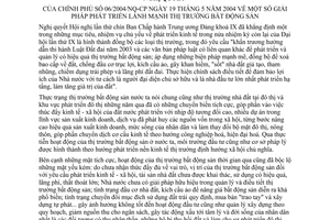 Nghị quyết 06/2004/NQ-CP giải pháp phát triển lành mạnh thị trường bất động sản