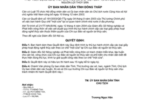 Quyết định 48/2004/QĐ-UB cấp giấy phép hoạt động thủy sản cơ chế một cửa Đồng Tháp