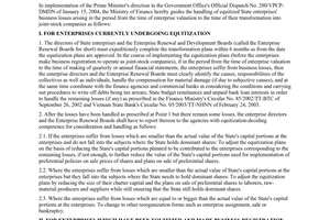 Circular No. 43/2004/TT-BTC, guiding the handling of state enterprises' losses arising in the period from the time of enterprise valuation to the time of their official transformation into joint-stock companies, promulgated by the Ministry of Finance