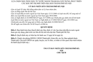 Quyết định 86/2004/QĐ-UB lựa chọn nhà thầu đầu tư nước ngoài tham gia xây dựng, phát triển khu đô thị mới Hà Nội