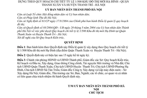 Quyết định 89/2004/QĐ-UB  Điều lệ Quản lý xây dựng Quy hoạch chi tiết tỷ lệ 1/500 Khu đô thị mới Hạ Đình-Quận Thanh Xuân Thanh Trì Hà Nội