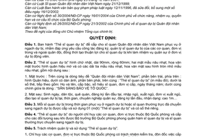 Quyết định 69/2004/QĐ-BQP Thẻ sĩ quan dự bị