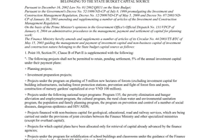 Circular No.45/2004/TT-BTC of May 21, 2004 amending and supplementing a number of points of the finance ministry's Circular No. 44/2003/TT-BTC of May 15, 2003 guiding the management and payment of investment capital and non-business capital of investment and construction nature belonging to the state budget capital source