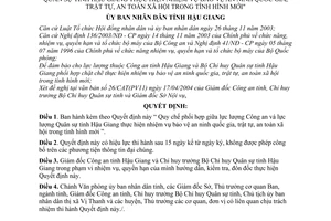 Quyết định 115/2004/QĐ-UB quy chế phối hợp giữa lực lượng công an, quân sự tỉnh Hậu Giang nhiệm vụ bảo vệ an ninh quốc gia,trật tự an toàn xã hội