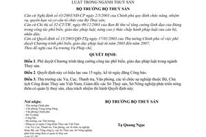 Quyết định 11/2004/QĐ-BTS Chương trình tăng cường công tác phổ biến, giáo dục pháp luật ngành Thuỷ sản