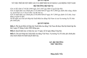 Quyết định 41/2004/QĐ-BNV Điều lệ Hiệp hội Xuất khẩu lao động Việt Nam